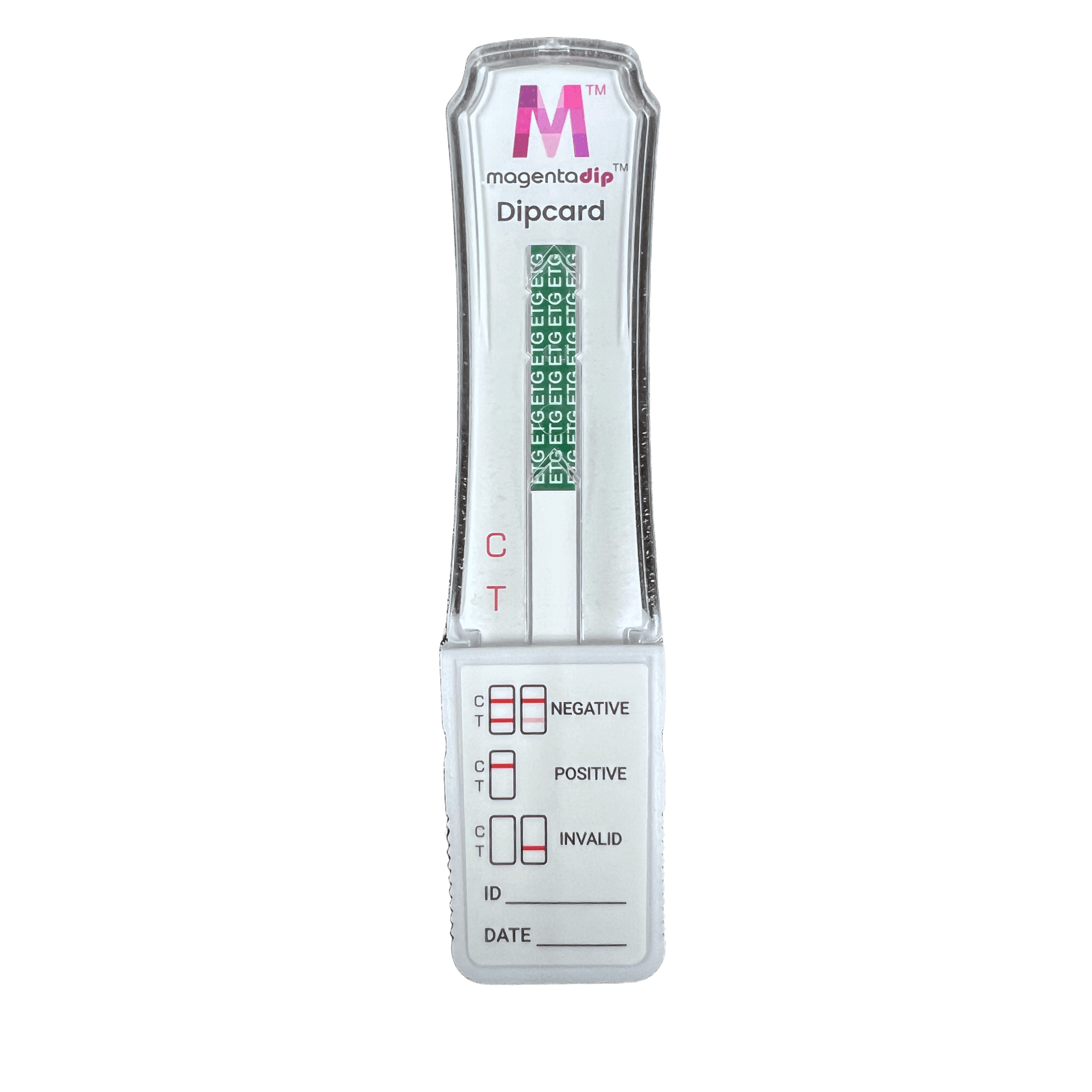 80 Hour ETG Alcohol Magenta Dip Card Flood Proof test device showing Alcohol (EtG) result window at 300 ng/mL