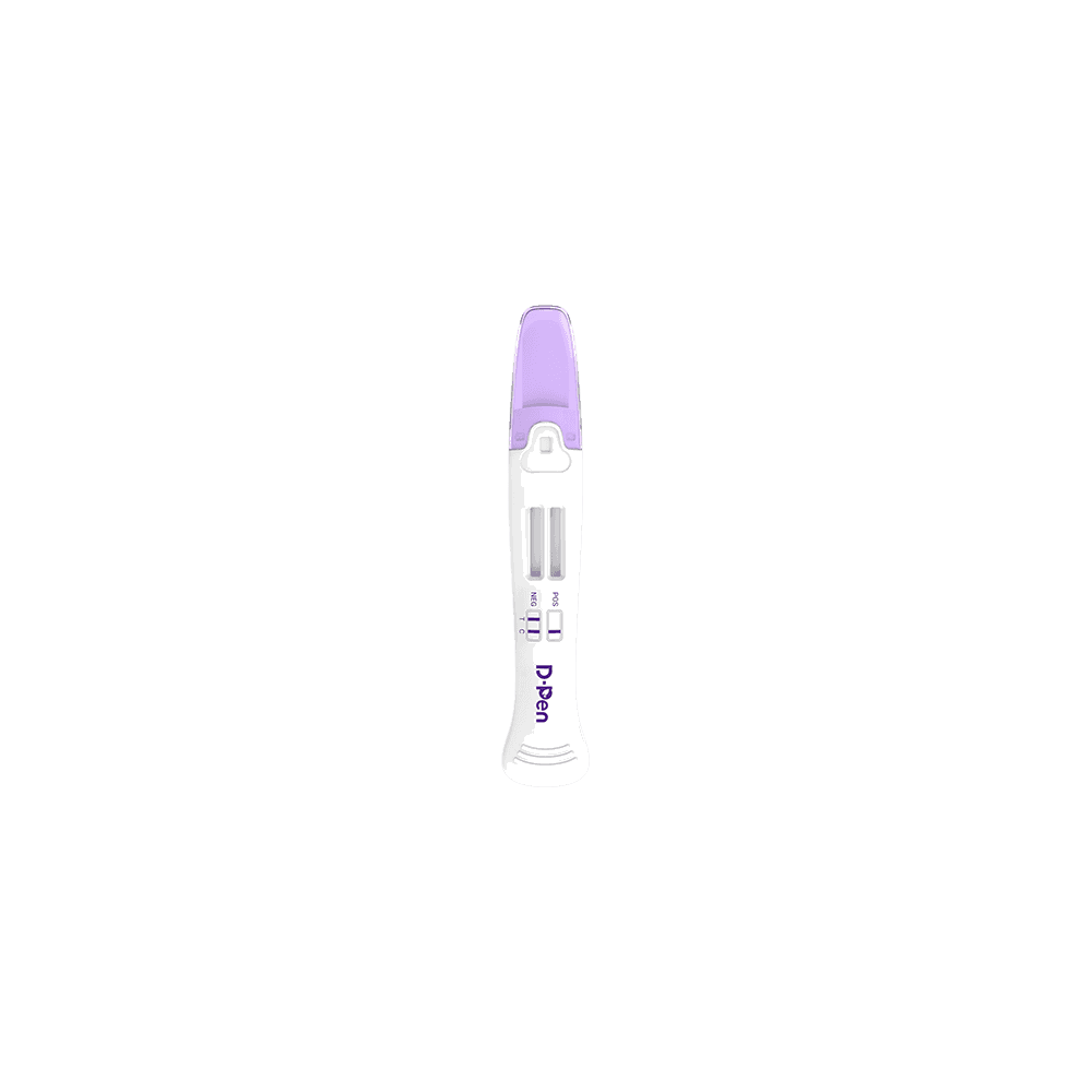 7-Panel D-Pen Oral Fluid Drug Test (Employee Use) test device showing result windows for Amphetamine, Benzodiazepines, Cocaine, Methamphetamine and 3 more analytes view 2