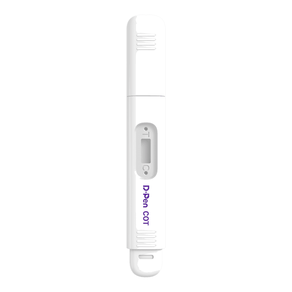 D-Pen Mini Cotinine Oral Fluid Test — 50 ng/mL test device showing Nicotine (Cotinine) result window at 50 ng/mL view 4