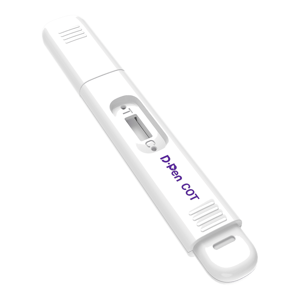 D-Pen Mini Cotinine Oral Fluid Test — 50 ng/mL test device showing Nicotine (Cotinine) result window at 50 ng/mL view 3