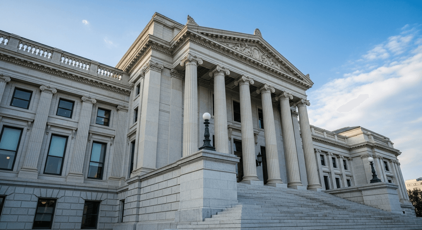 Courthouse exterior with classical columns and steps