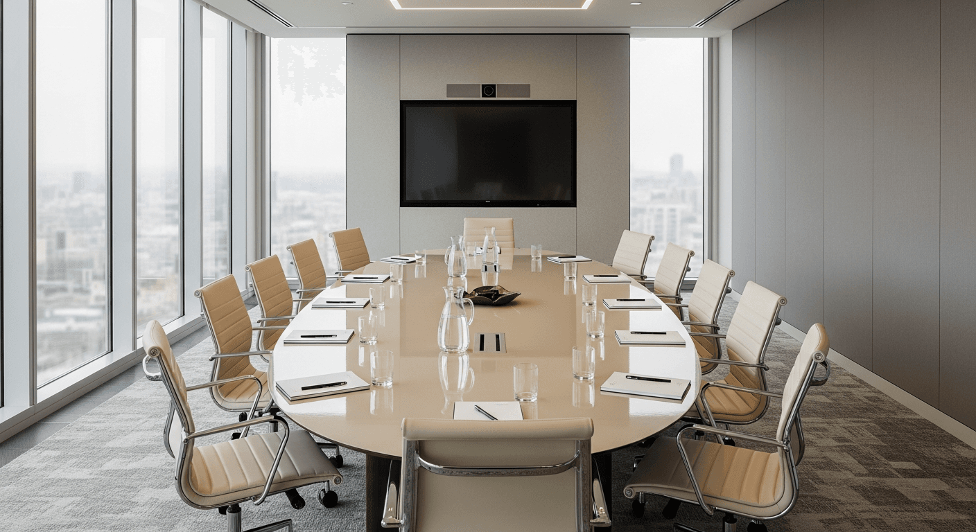 Corporate human resources meeting room with conference table in a modern office
